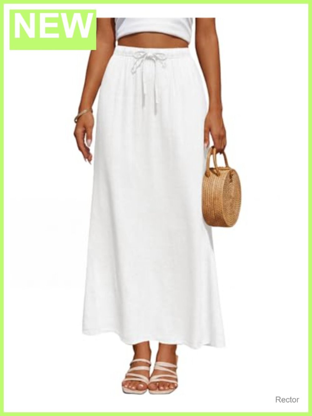 Linen Blend Maxi Skirt Back Slit High Waisted Long Flowy Skirt